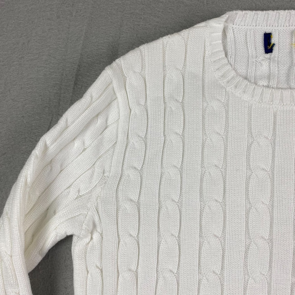 Polo Ralph Lauren Womens Cable Knit Long Sleeve Sweater White Small Preppy pony - Picture 8 of 16